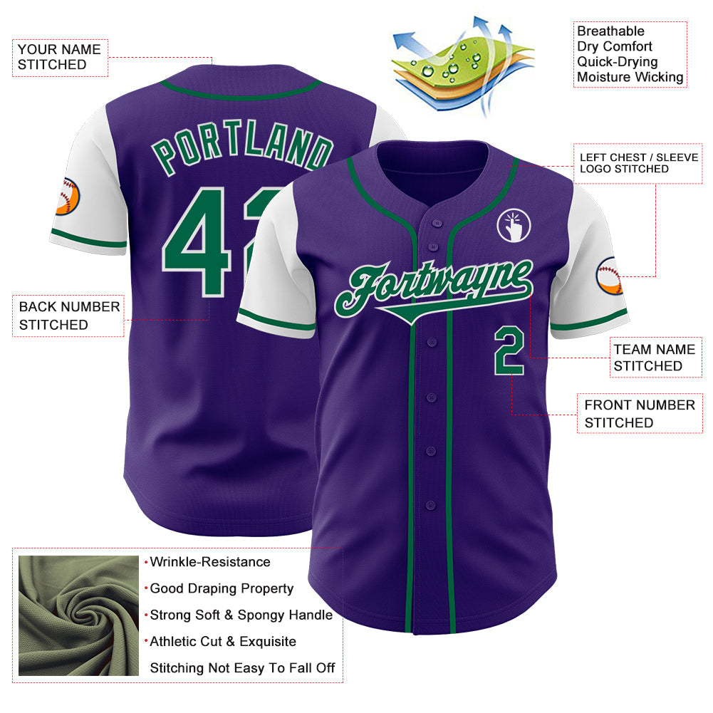 Custom Purple Kelly Green-White Authentic Two Tone Baseball Jersey - Sky-Custom