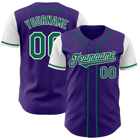 Custom Purple Kelly Green-White Authentic Two Tone Baseball Jersey - Sky-Custom