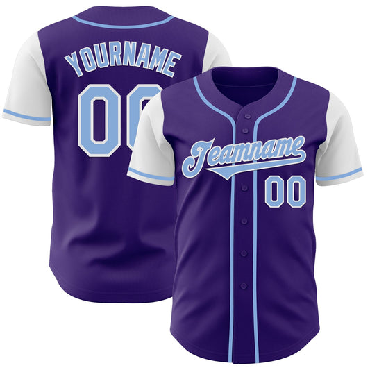 Custom Purple Light Blue-White Authentic Two Tone Baseball Jersey - Sky-Custom
