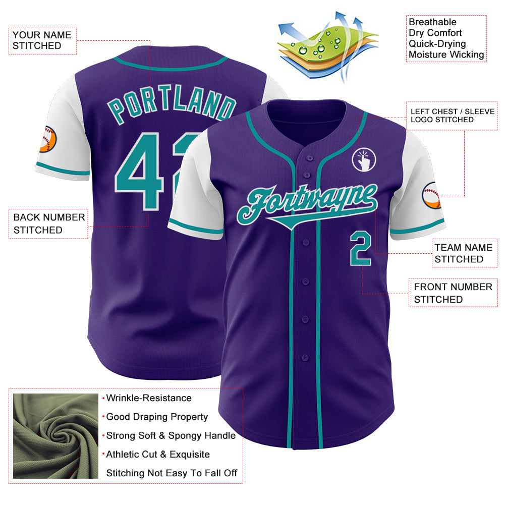 Custom Purple Teal-White Authentic Two Tone Baseball Jersey - Sky-Custom