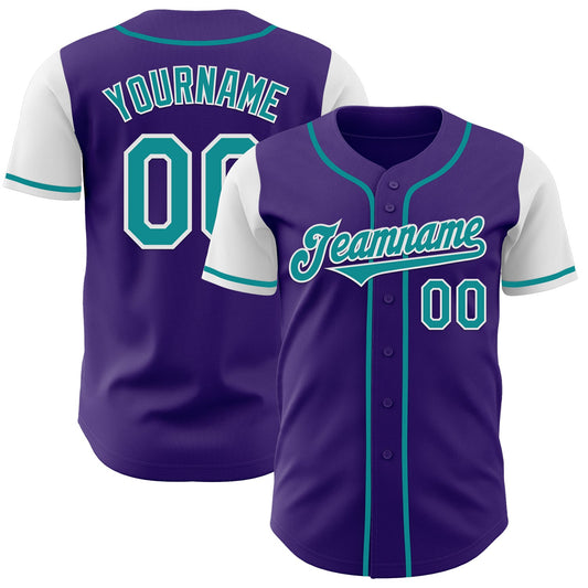 Custom Purple Teal-White Authentic Two Tone Baseball Jersey - Sky-Custom