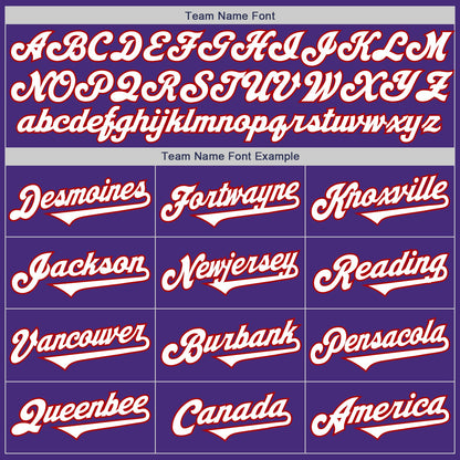 Custom Purple White-Red Authentic Two Tone Baseball Jersey - Sky-Custom