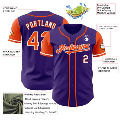 Custom Purple Orange-White Authentic Two Tone Baseball Jersey - Sky-Custom
