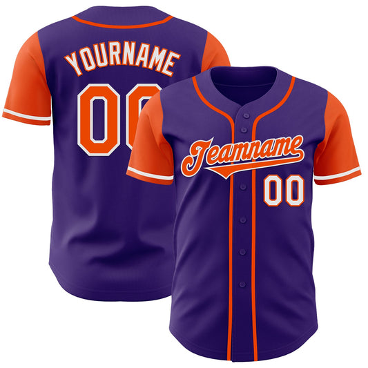 Custom Purple Orange-White Authentic Two Tone Baseball Jersey - Sky-Custom