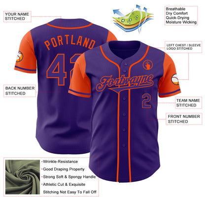 Custom Purple Orange Authentic Two Tone Baseball Jersey - Sky-Custom