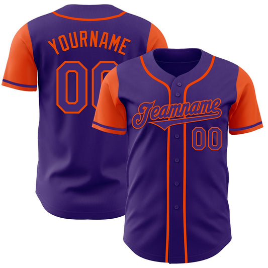 Custom Purple Orange Authentic Two Tone Baseball Jersey - Sky-Custom