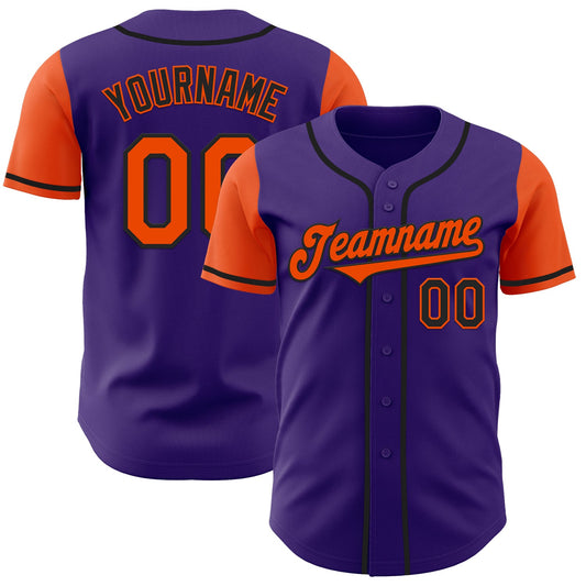 Custom Purple Orange-Black Authentic Two Tone Baseball Jersey - Sky-Custom