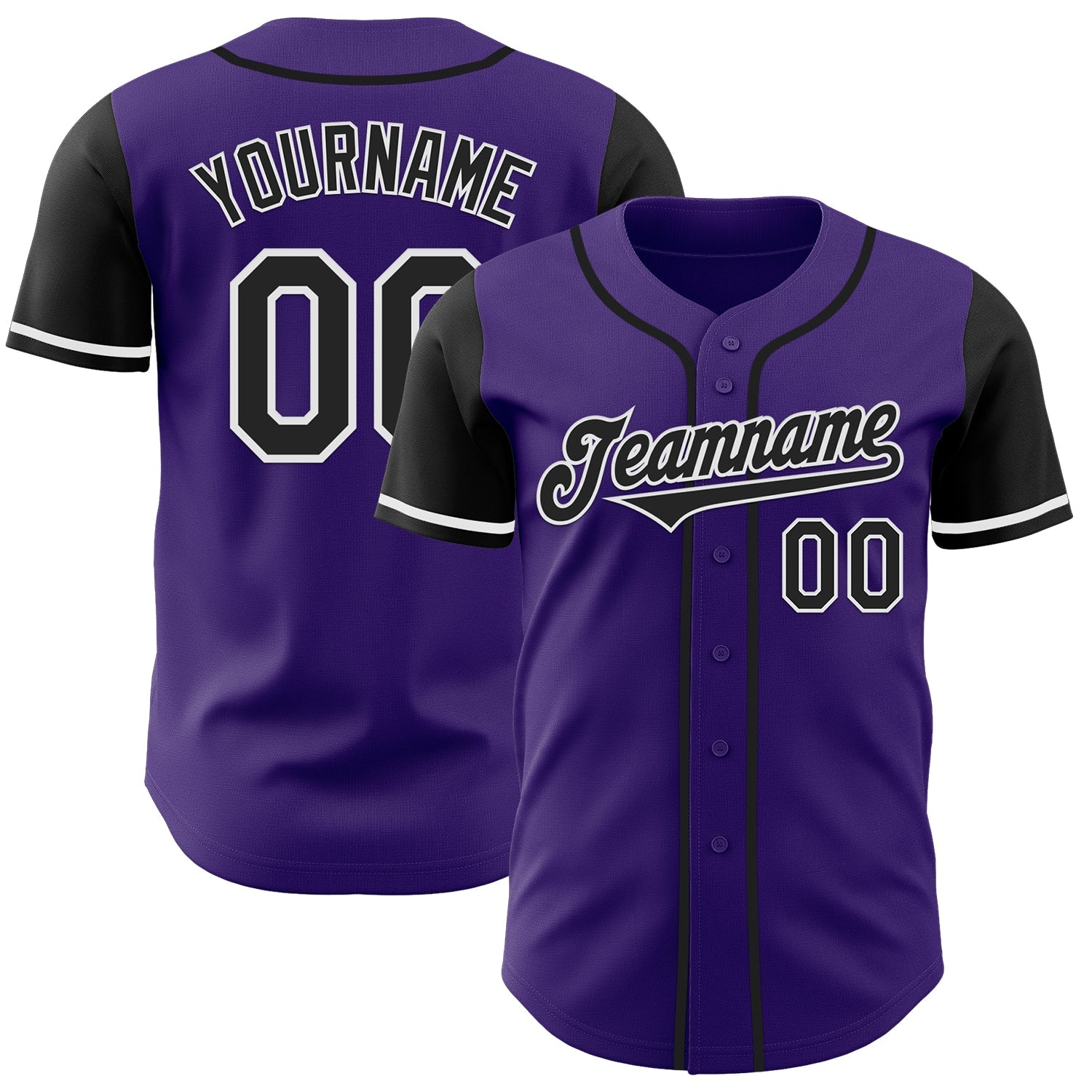 Custom Purple Black-White Authentic Two Tone Baseball Jersey - Sky-Custom