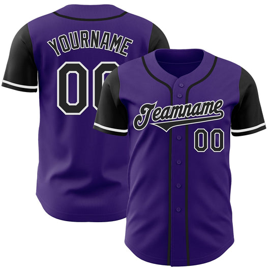 Custom Purple Black-White Authentic Two Tone Baseball Jersey - Sky-Custom