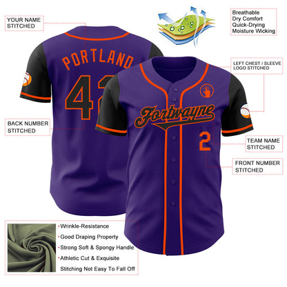 Custom Purple Black-Orange Authentic Two Tone Baseball Jersey - Sky-Custom
