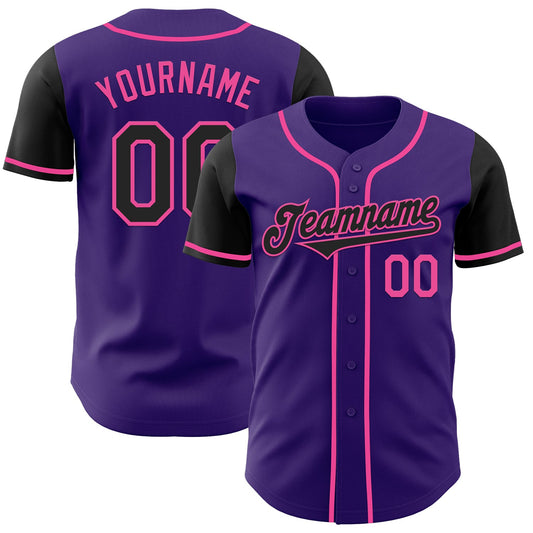 Custom Purple Black-Pink Authentic Two Tone Baseball Jersey - Sky-Custom