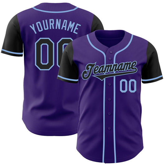 Custom Purple Black-Light Blue Authentic Two Tone Baseball Jersey - Sky-Custom