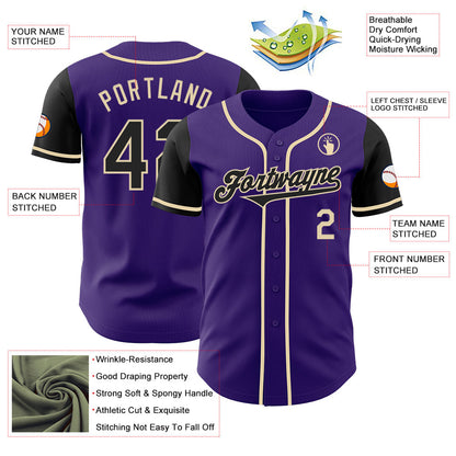 Custom Purple Black-Cream Authentic Two Tone Baseball Jersey - Sky-Custom