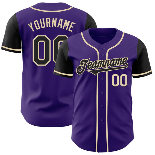 Custom Purple Black-Cream Authentic Two Tone Baseball Jersey - Sky-Custom