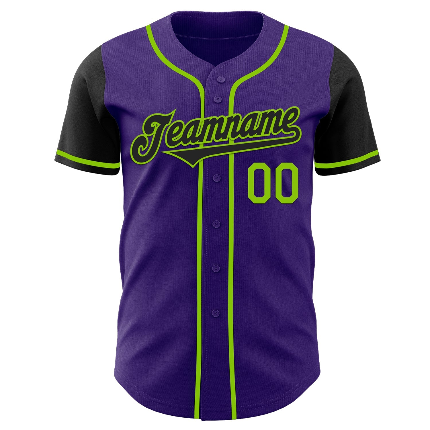 Custom Purple Black-Neon Green Authentic Two Tone Baseball Jersey - Sky-Custom