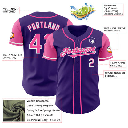 Custom Purple Pink-White Authentic Two Tone Baseball Jersey - Sky-Custom