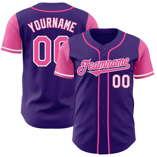 Custom Purple Pink-White Authentic Two Tone Baseball Jersey - Sky-Custom