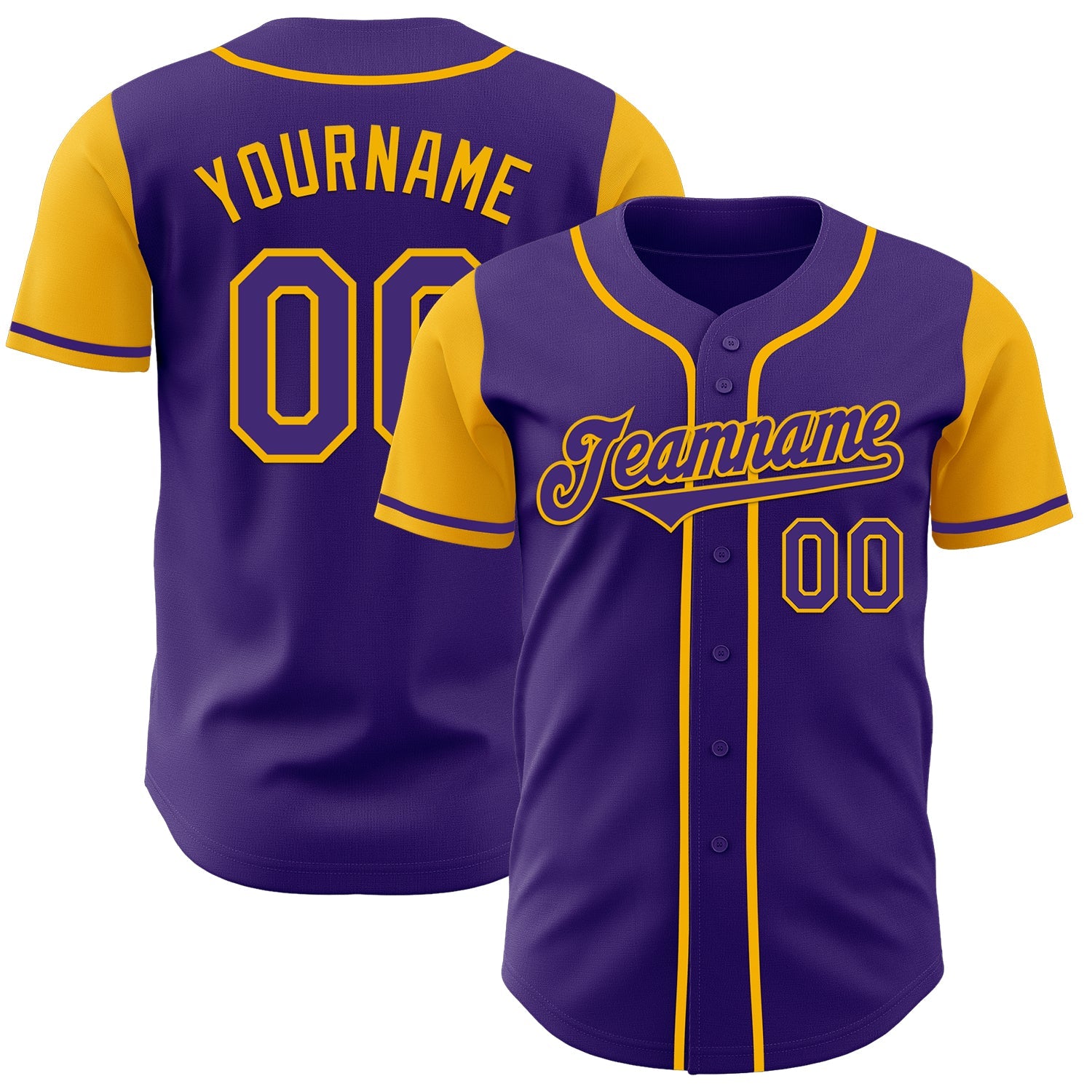 Custom Purple Gold Authentic Two Tone Baseball Jersey - Sky-Custom