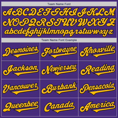 Custom Purple Gold-Black Authentic Two Tone Baseball Jersey - Sky-Custom