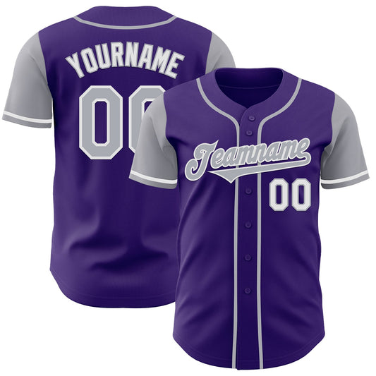 Custom Purple Gray-White Authentic Two Tone Baseball Jersey - Sky-Custom