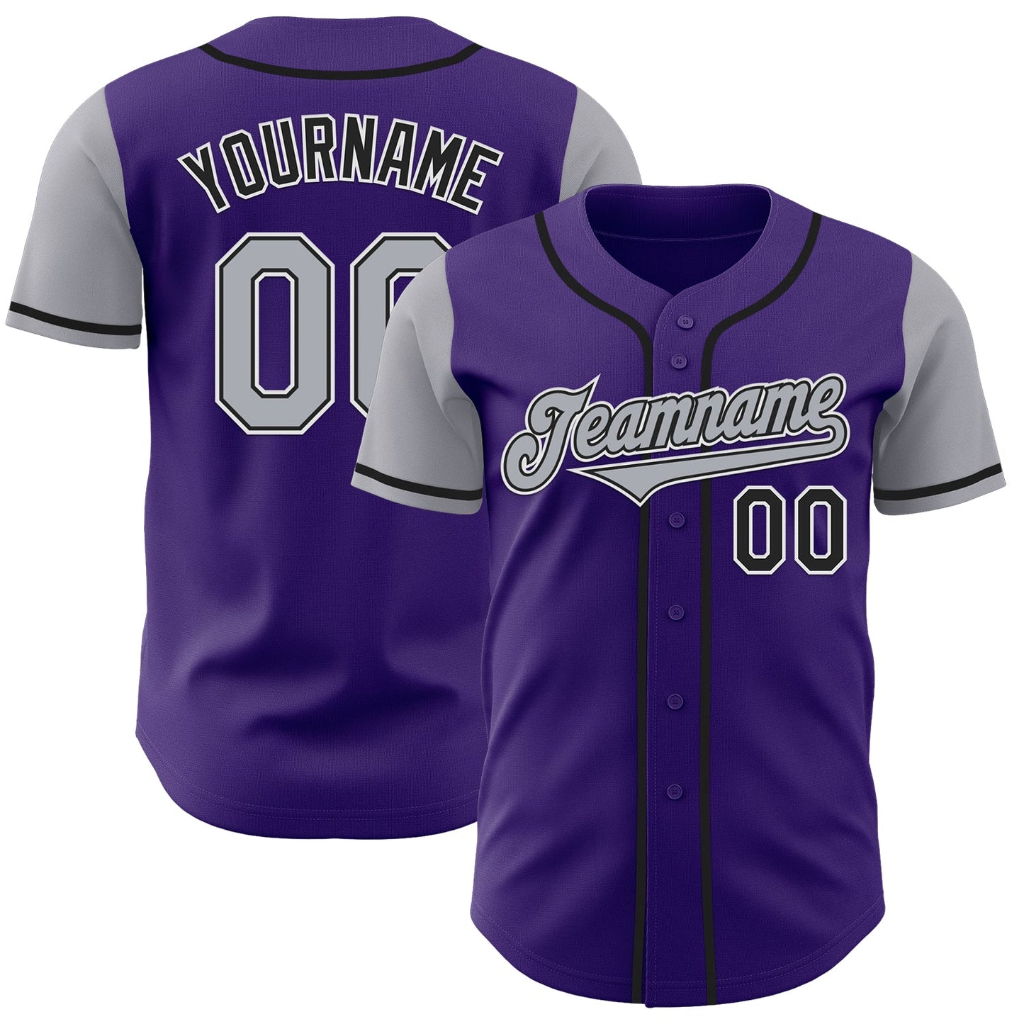 Custom Purple Gray-Black Authentic Two Tone Baseball Jersey - Sky-Custom