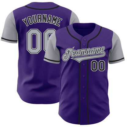 Custom Purple Gray-Black Authentic Two Tone Baseball Jersey - Sky-Custom