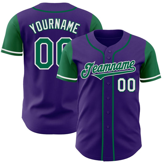 Custom Purple Kelly Green-White Authentic Two Tone Baseball Jersey - Sky-Custom