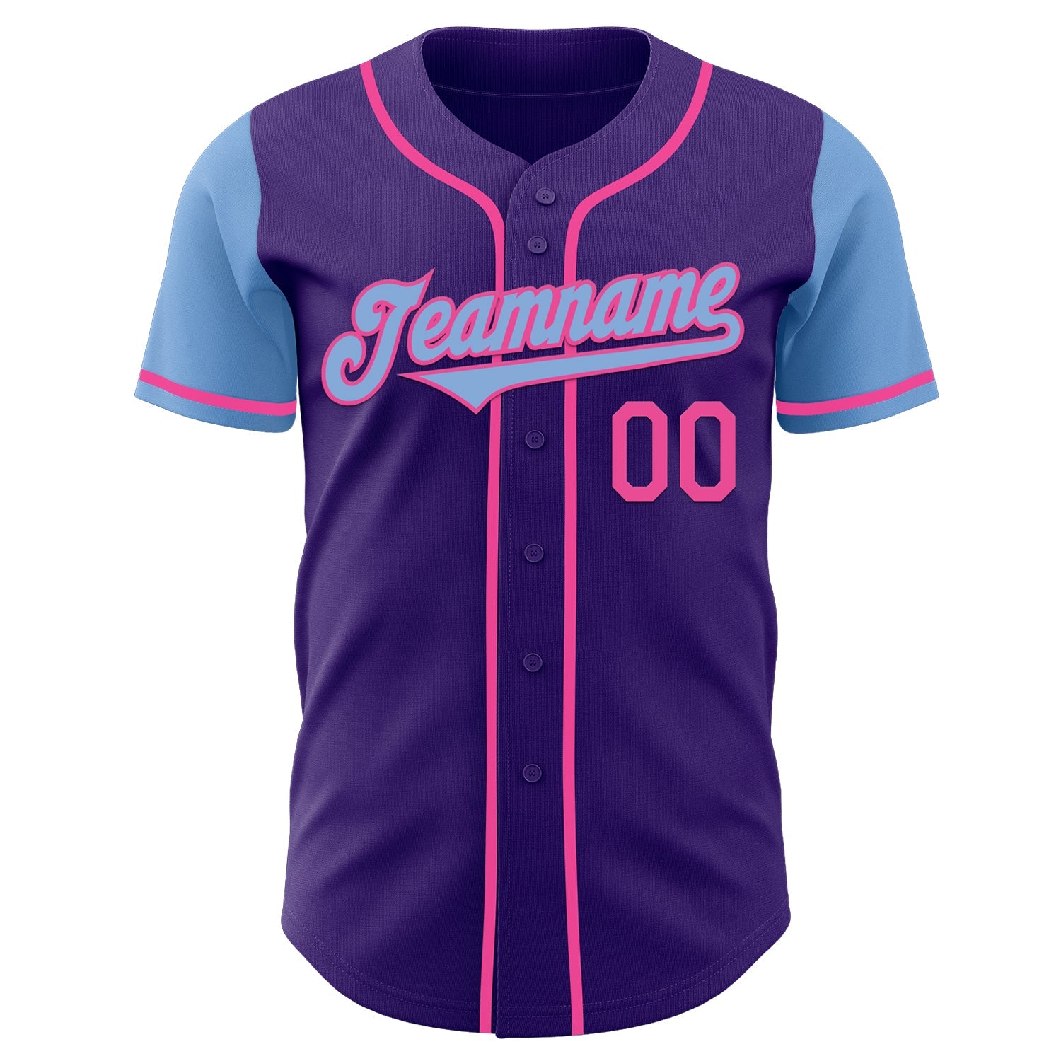 Custom Purple Light Blue-Pink Authentic Two Tone Baseball Jersey - Sky-Custom