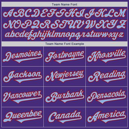 Custom Purple Light Blue-Red Authentic Two Tone Baseball Jersey - Sky-Custom