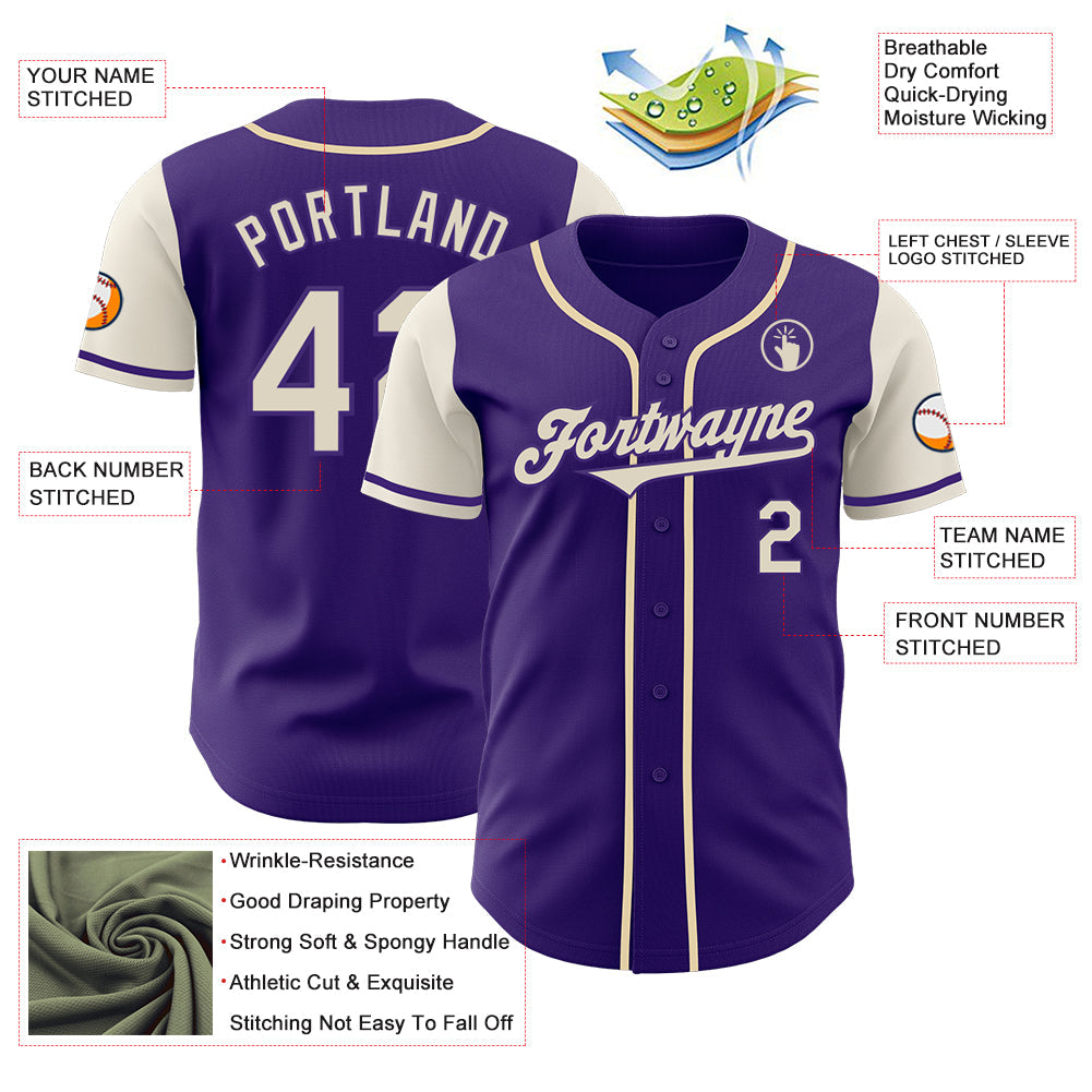Custom Purple Cream Authentic Two Tone Baseball Jersey - Sky-Custom