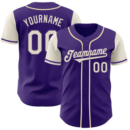 Custom Purple Cream Authentic Two Tone Baseball Jersey - Sky-Custom
