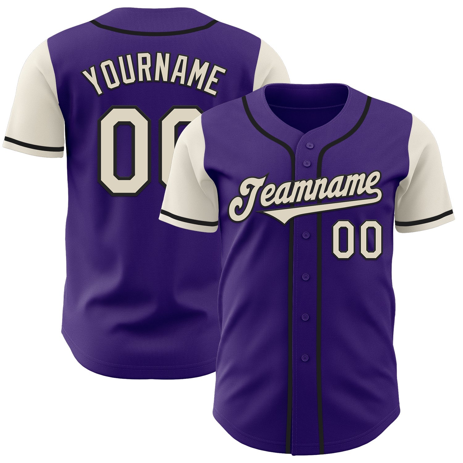 Custom Purple Cream-Black Authentic Two Tone Baseball Jersey - Sky-Custom