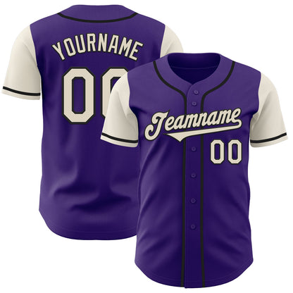 Custom Purple Cream-Black Authentic Two Tone Baseball Jersey - Sky-Custom
