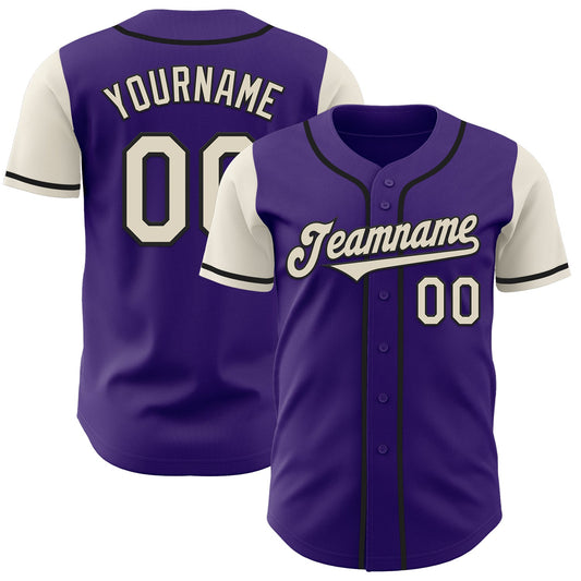 Custom Purple Cream-Black Authentic Two Tone Baseball Jersey - Sky-Custom