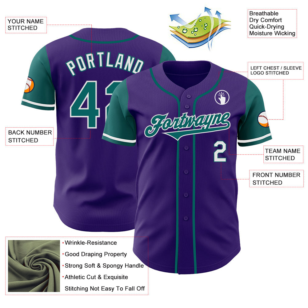 Custom Purple Teal-White Authentic Two Tone Baseball Jersey - Sky-Custom