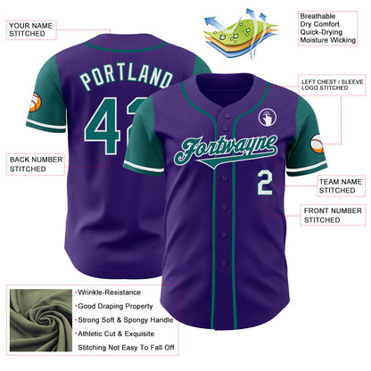 Custom Purple Teal-White Authentic Two Tone Baseball Jersey - Sky-Custom