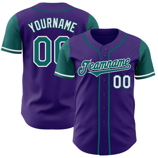 Custom Purple Teal-White Authentic Two Tone Baseball Jersey - Sky-Custom