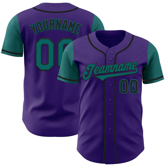 Custom Purple Teal-Black Authentic Two Tone Baseball Jersey - Sky-Custom