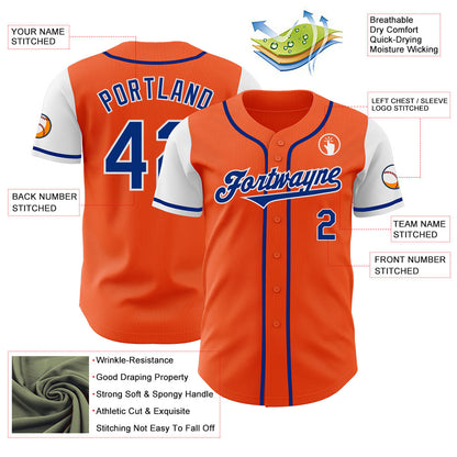 Custom Orange Royal-White Authentic Two Tone Baseball Jersey - Sky-Custom