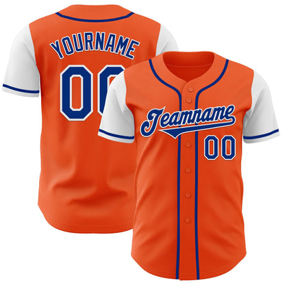 Custom Orange Royal-White Authentic Two Tone Baseball Jersey - Sky-Custom