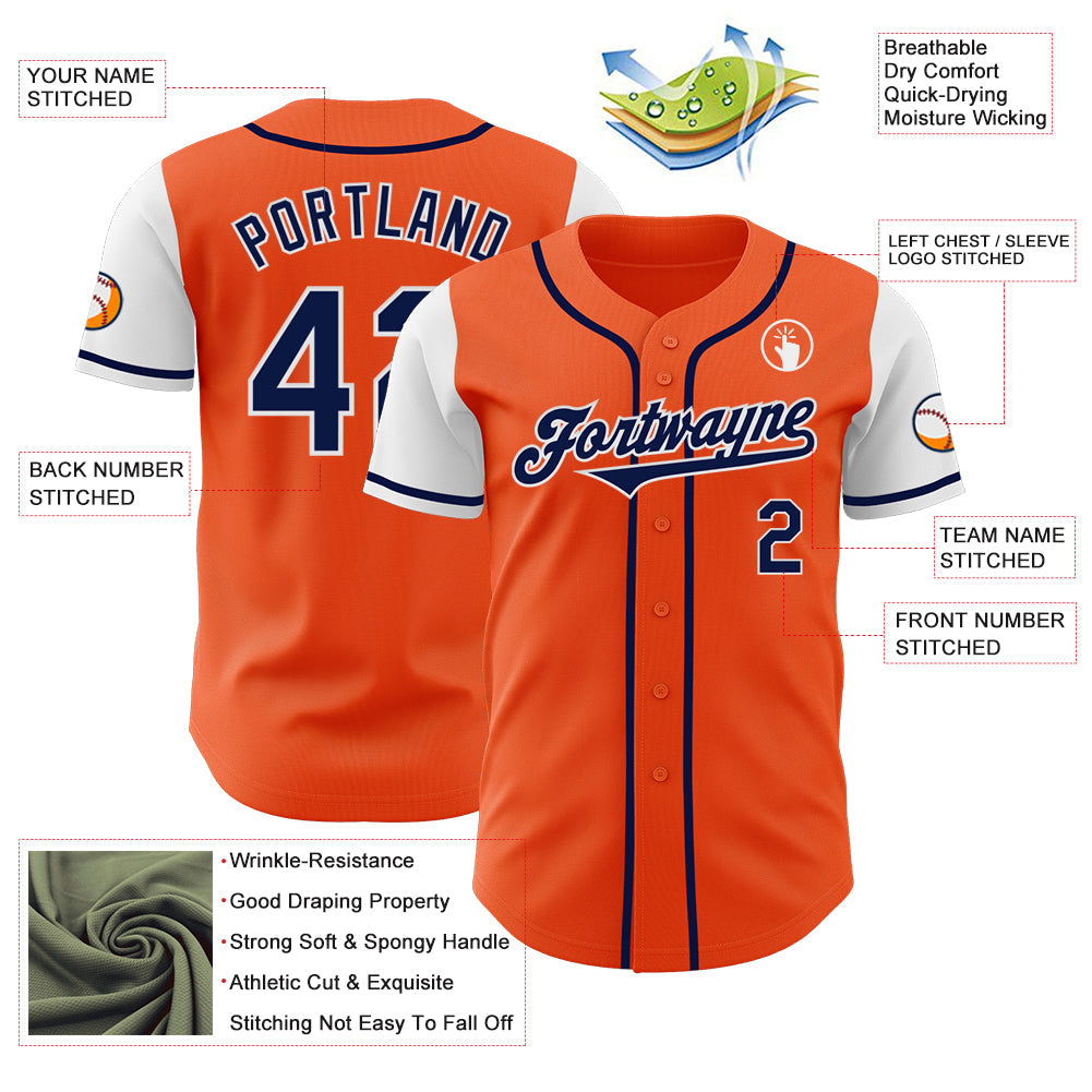 Custom Orange Navy-White Authentic Two Tone Baseball Jersey - Sky-Custom