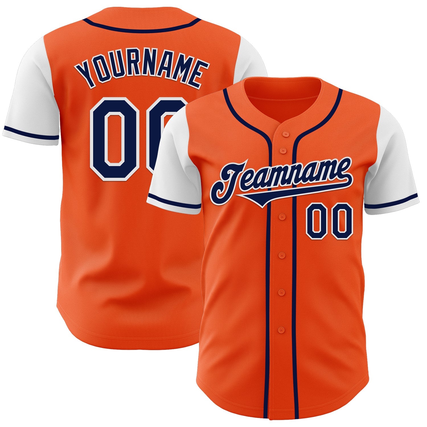 Custom Orange Navy-White Authentic Two Tone Baseball Jersey - Sky-Custom