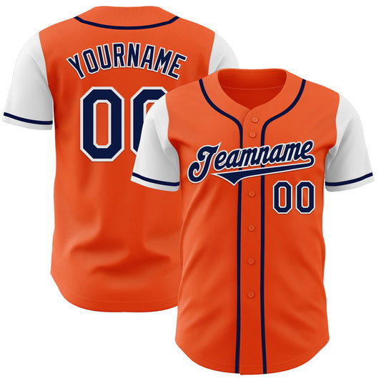 Custom Orange Navy-White Authentic Two Tone Baseball Jersey - Sky-Custom