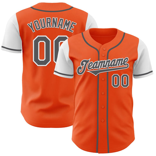 Custom Orange Steel Gray-White Authentic Two Tone Baseball Jersey - Sky-Custom