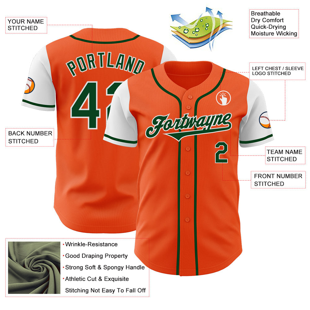 Custom Orange Green-White Authentic Two Tone Baseball Jersey - Sky-Custom