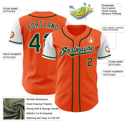 Custom Orange Green-White Authentic Two Tone Baseball Jersey - Sky-Custom