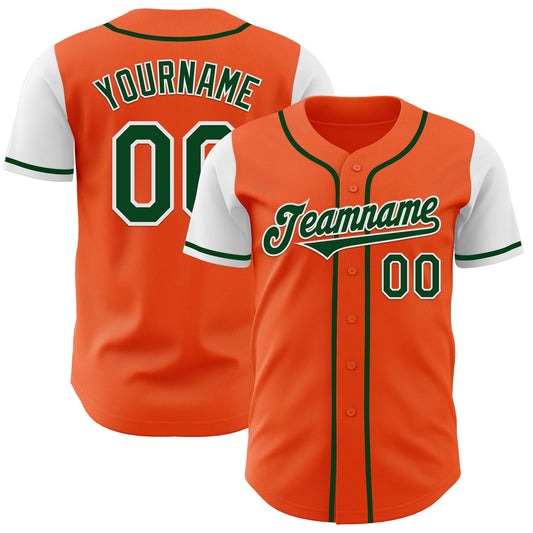 Custom Orange Green-White Authentic Two Tone Baseball Jersey - Sky-Custom
