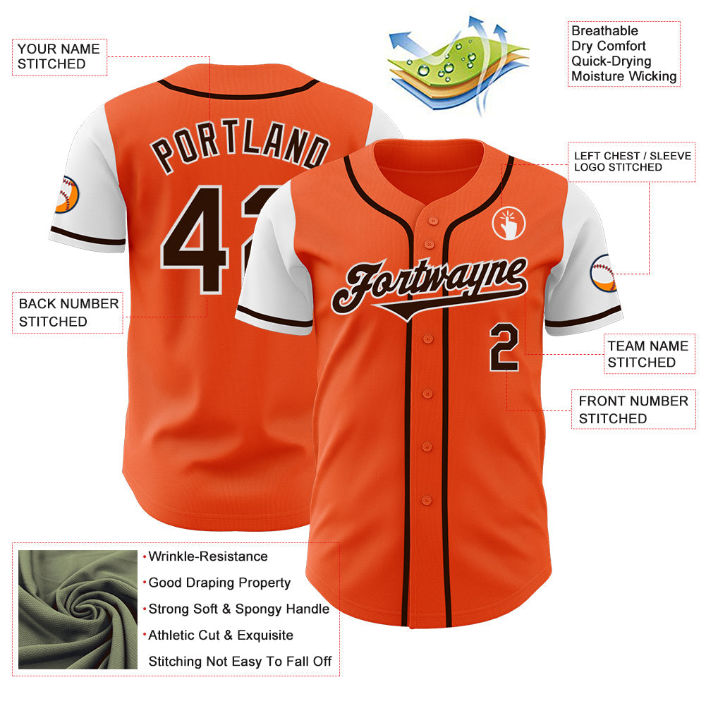 Custom Orange Brown-White Authentic Two Tone Baseball Jersey - Sky-Custom