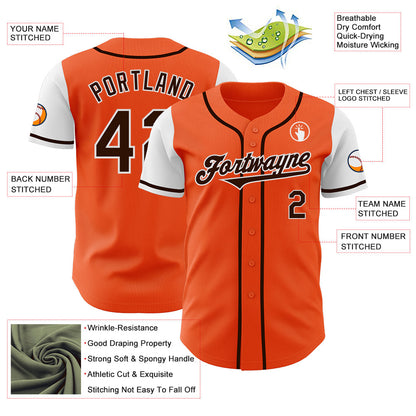 Custom Orange Brown-White Authentic Two Tone Baseball Jersey - Sky-Custom