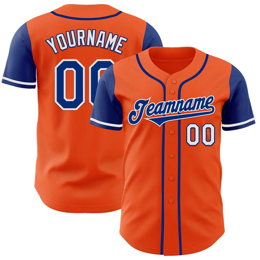 Custom Orange Royal-White Authentic Two Tone Baseball Jersey - Sky-Custom